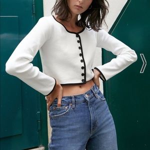Pixie Market White and black Cardigan top